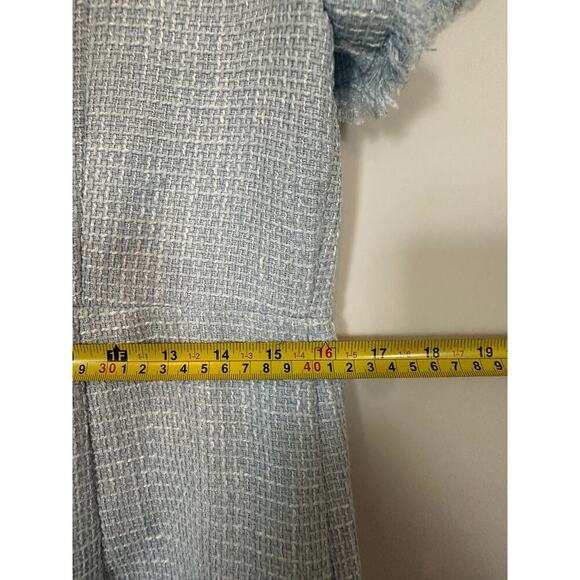 Medium Light Powder Blue Unique Tweed Mini Shift Office Siren Dress Classic Work - Picture 11 of 13